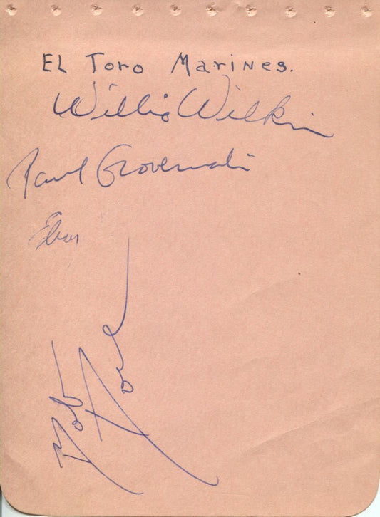 1945 El Toro Marines - Paul Governali - Willie Willie Wilkin - Bob Dove signed album page