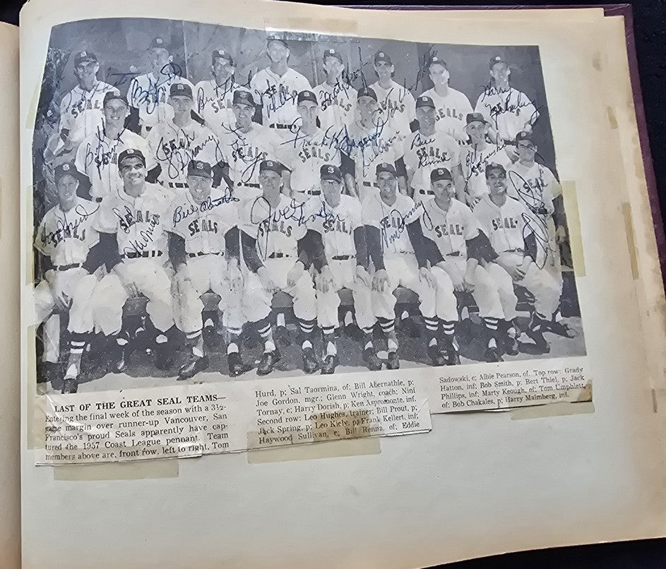 1950s Pacific Coast League San Francisco Seals Scrapbook /w Approximately 300 Autographs 14 X Joe Gordon HOF