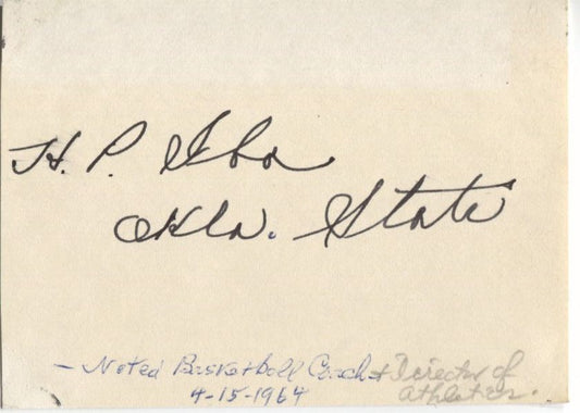 Hank Iba signed 1964 Oklahoma State card Basketball HOF