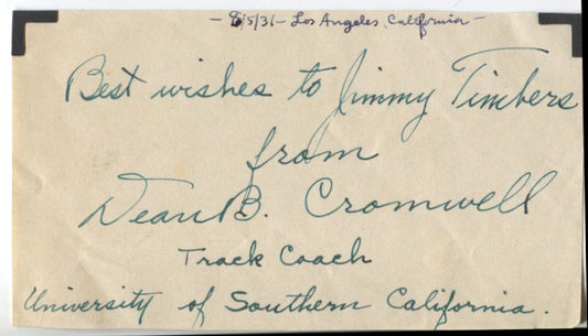 Dean Cromwell Signed Album Page USC & Olympic Track Coach D. 1962