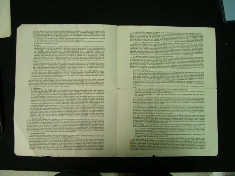 EUGENE "GOO" KENNEDY 1972 ABA DALLAS CHAPPARALS SIGNED PLAYERS CONTRACT