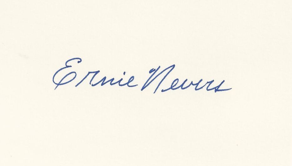 Ernie Nevers signed 3x5 card FB HOF Duluth Eskimos - St Louis Browns