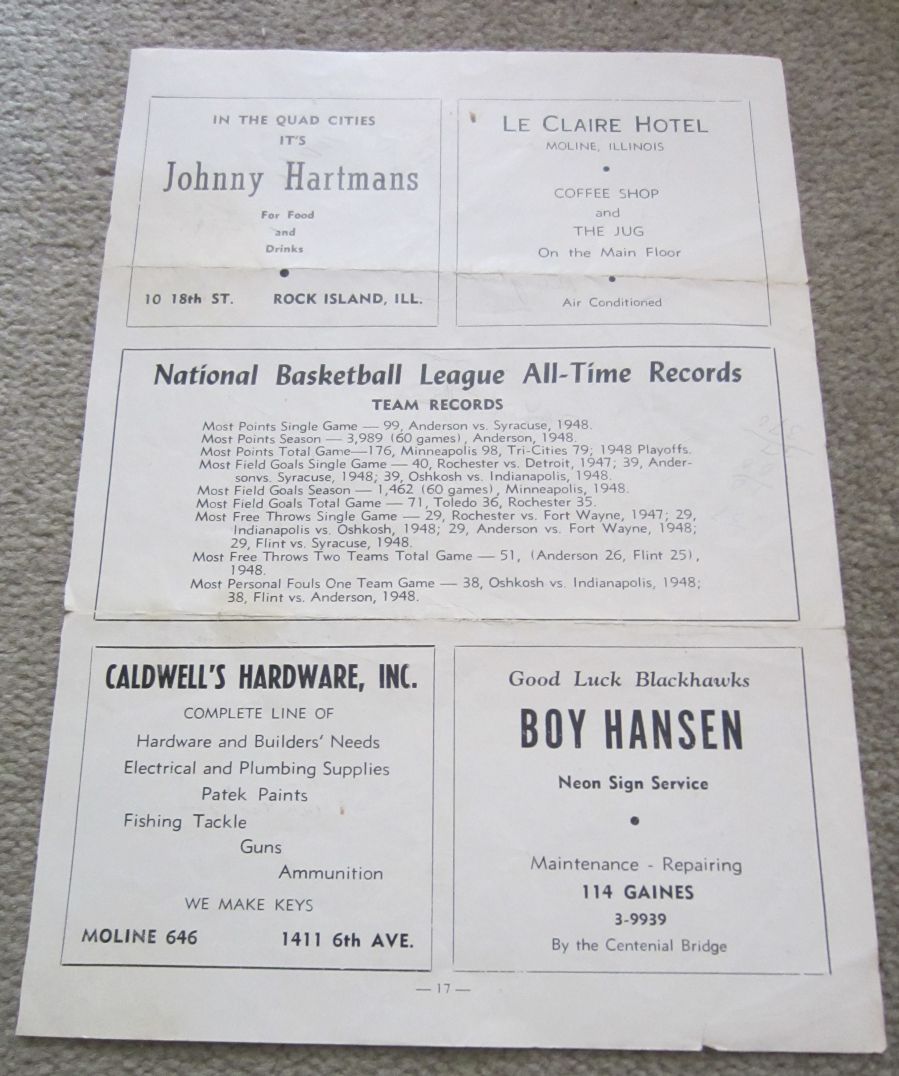 1948-49 SIGNED HOF Bob McDermott (d. 1963) NBL Tri-Cities Blackhawks photo