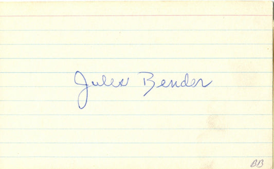 Jules Bender Signed 3x5 Card Early Basketball Player