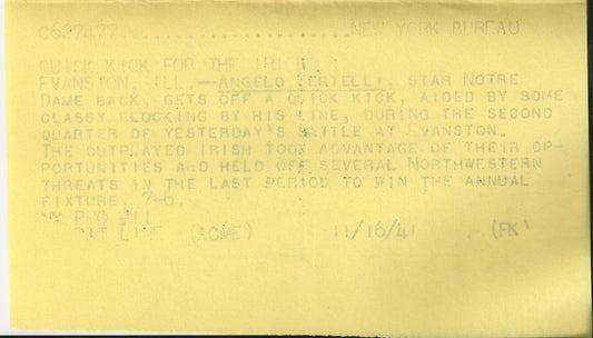 Angelo Bertelli original 1941 Heisman Notre Dame photo