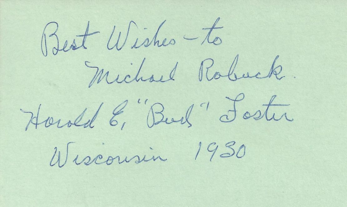 Harold Bud Foster signed 3x5 card Deceased Basketball HOF