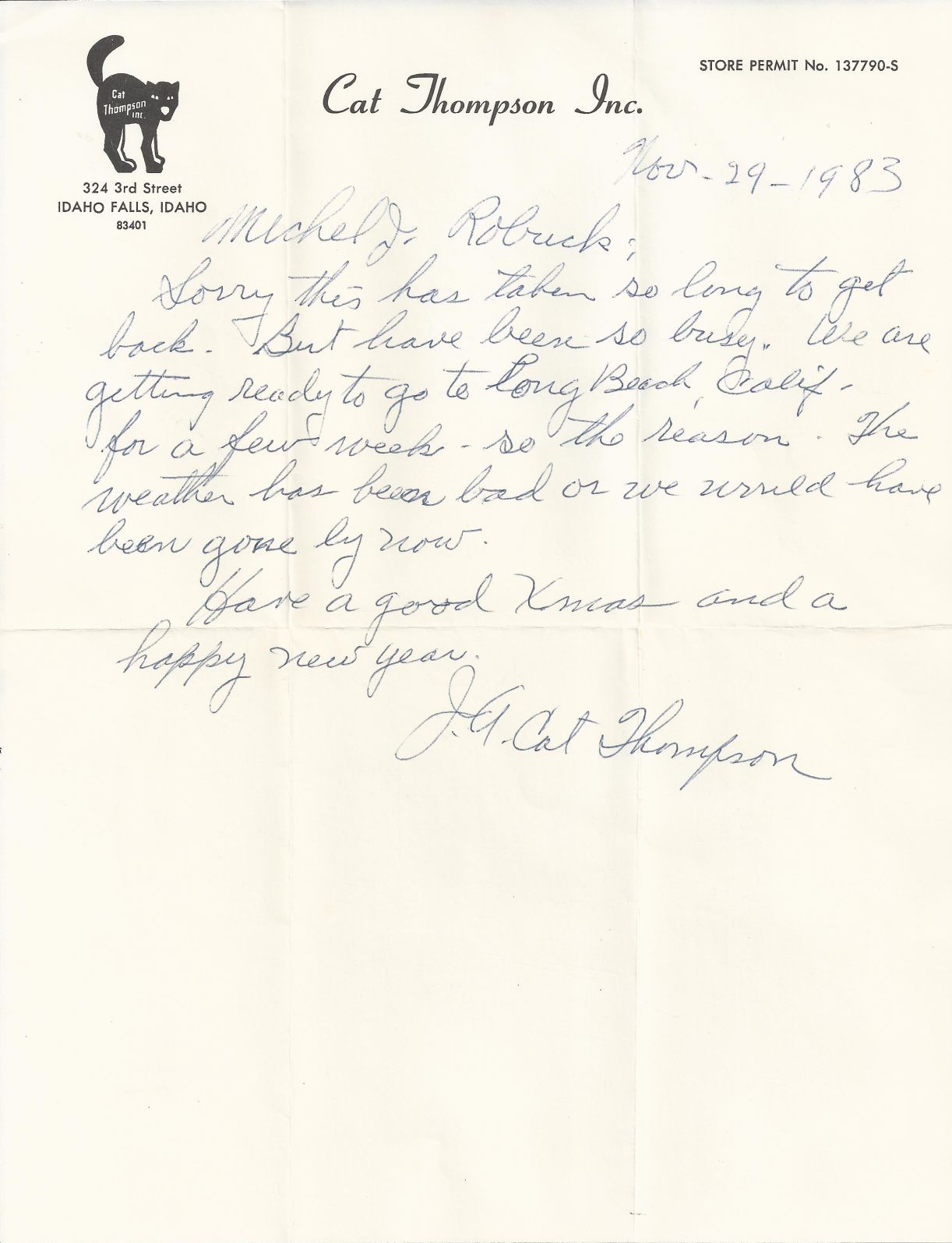 John Cat Thompson signed handwritten letter Basketball HOF
