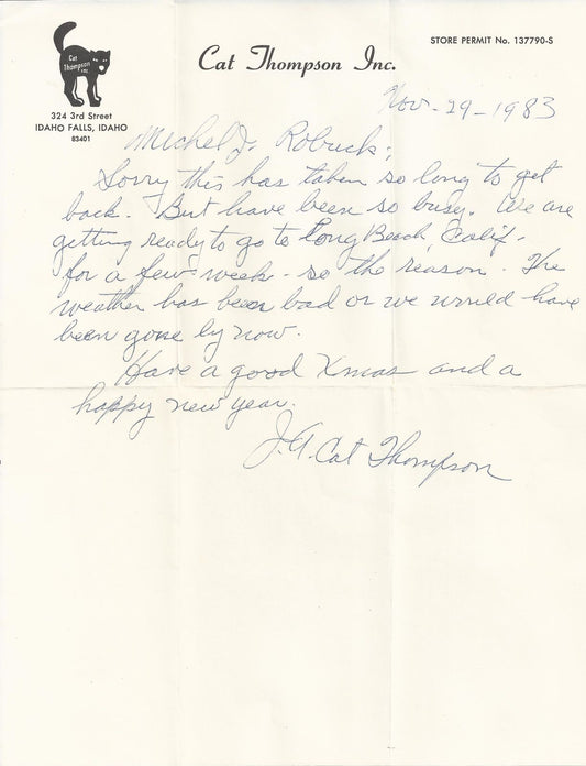 John Cat Thompson signed handwritten letter Basketball HOF