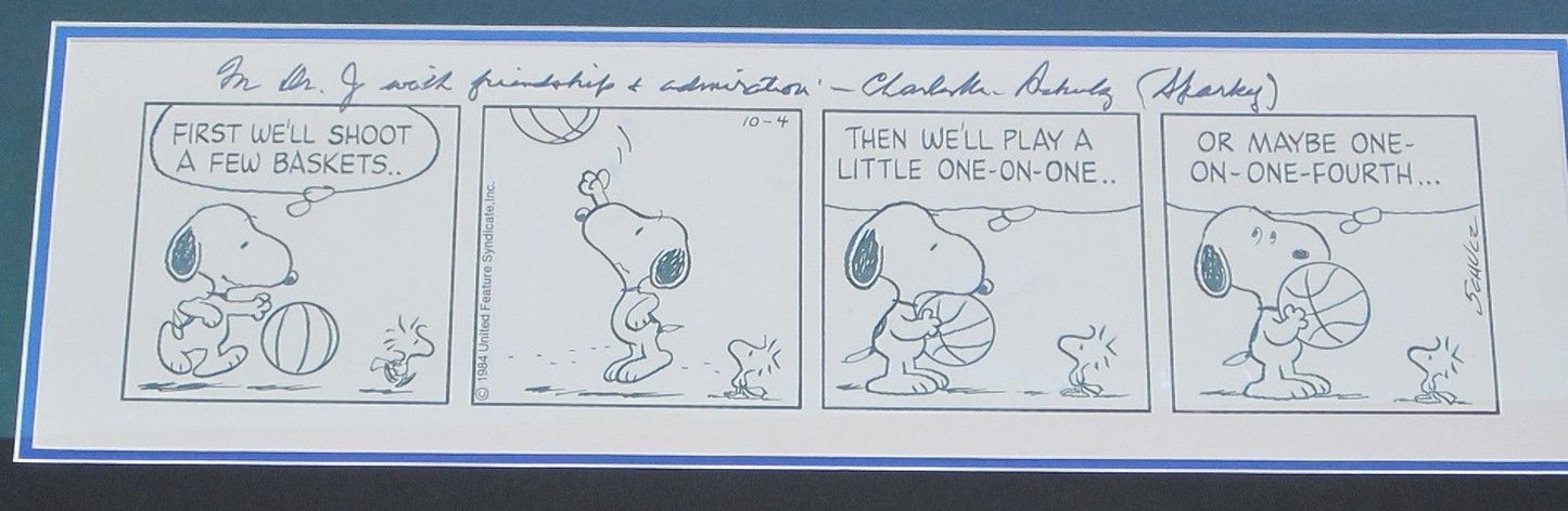 Amazing Charles Schulz Peanuts Basketball Snoopy Original Daily Comic Strip Art