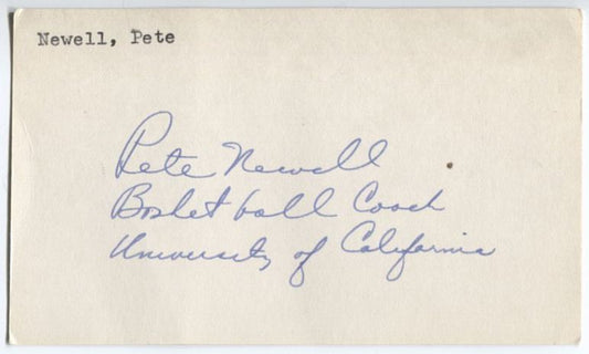 Pete Newell signed 3x5 card Basketball HOF