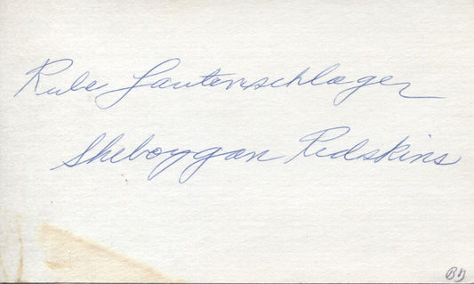 Rube Lautenschlager signed 3x5 card Deceased - NBL Sheboygan Red Skins