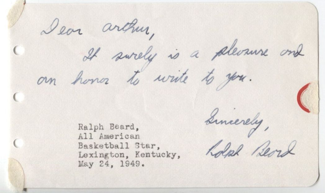 Ralph Beard vintage signed Album Page - Kentucky - Basketball Scandal - 1948 Olympics