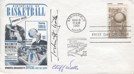 Cliff Clifford Wells Signed D 1977 & Torbin Yates - 1961 Naismith Basketball HOF FDC
