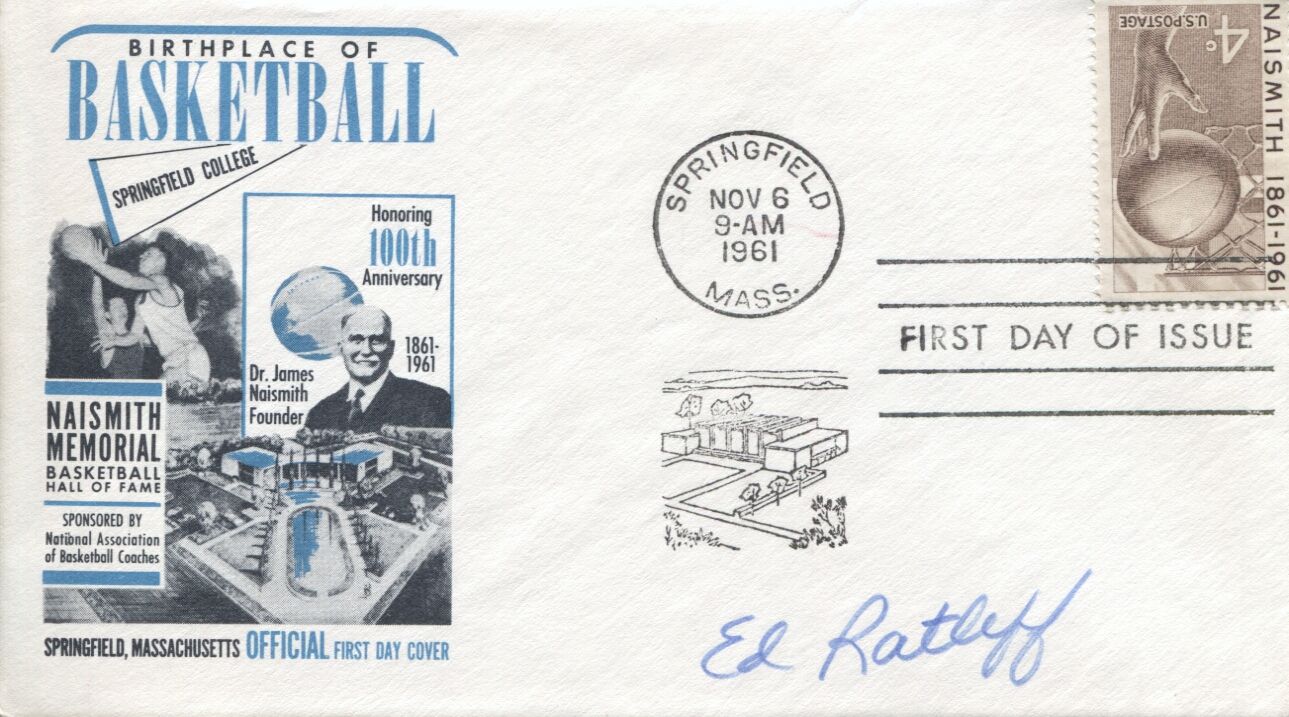 Ed Ratleff Signed 1961 Naismith Basketball HOF FDC - Houston Rockets Ohio State