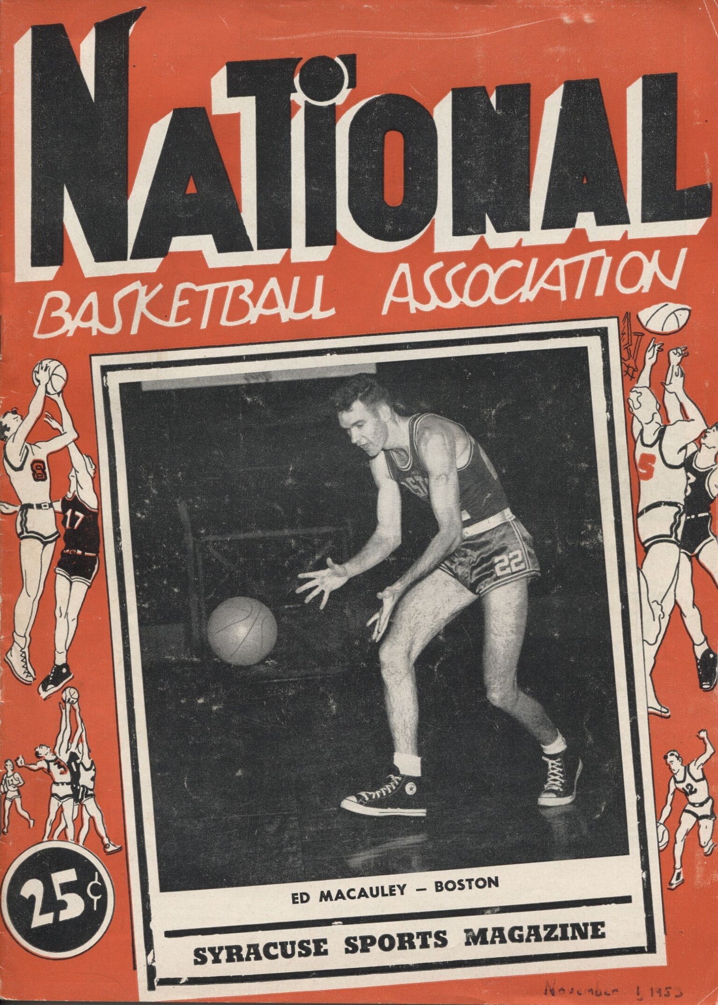 1953 Warriors vs Nationals Globetrotters vs Sphas basketball program with ticket stub