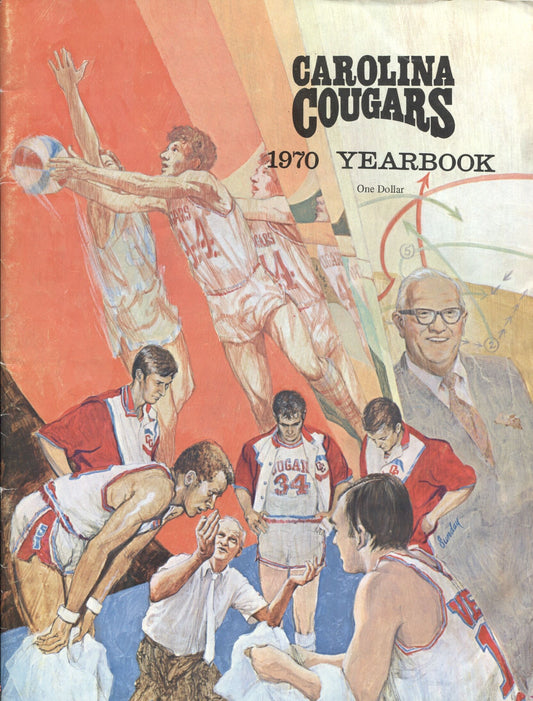 1969-1970 Carolina Cougars ABA Basketball Yearbook - bonus scorecard vs Pacers