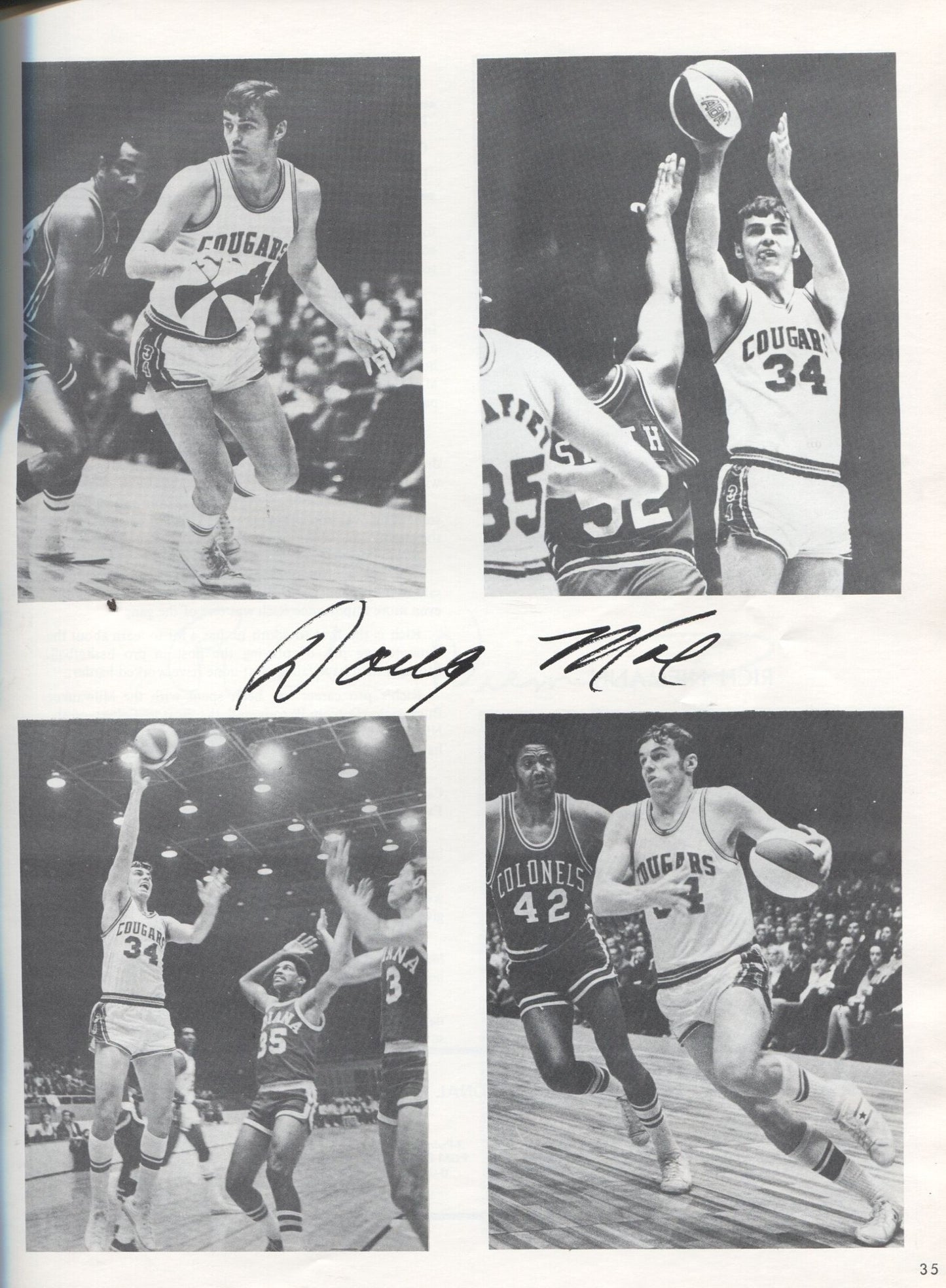 1969-1970 Carolina Cougars ABA Basketball Yearbook - bonus scorecard vs Pacers