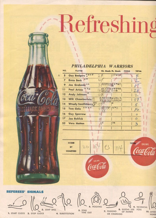 1959 Philadelphia Warriors Syracuse Nationals basketball program Chamberlain 37 pts