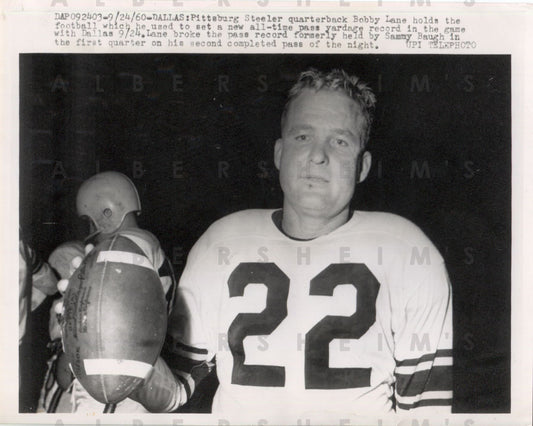 Bobby Layne Breaks NFL All-Time Passing Record - 1960 Original Photo - Steelers