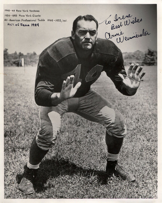 Arnie Weinmeister signed & personalized photo New York Giants FB HOF