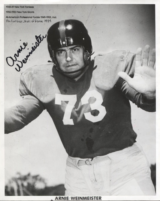 Arnie Weinmeister signed photo New York Giants FB HOF