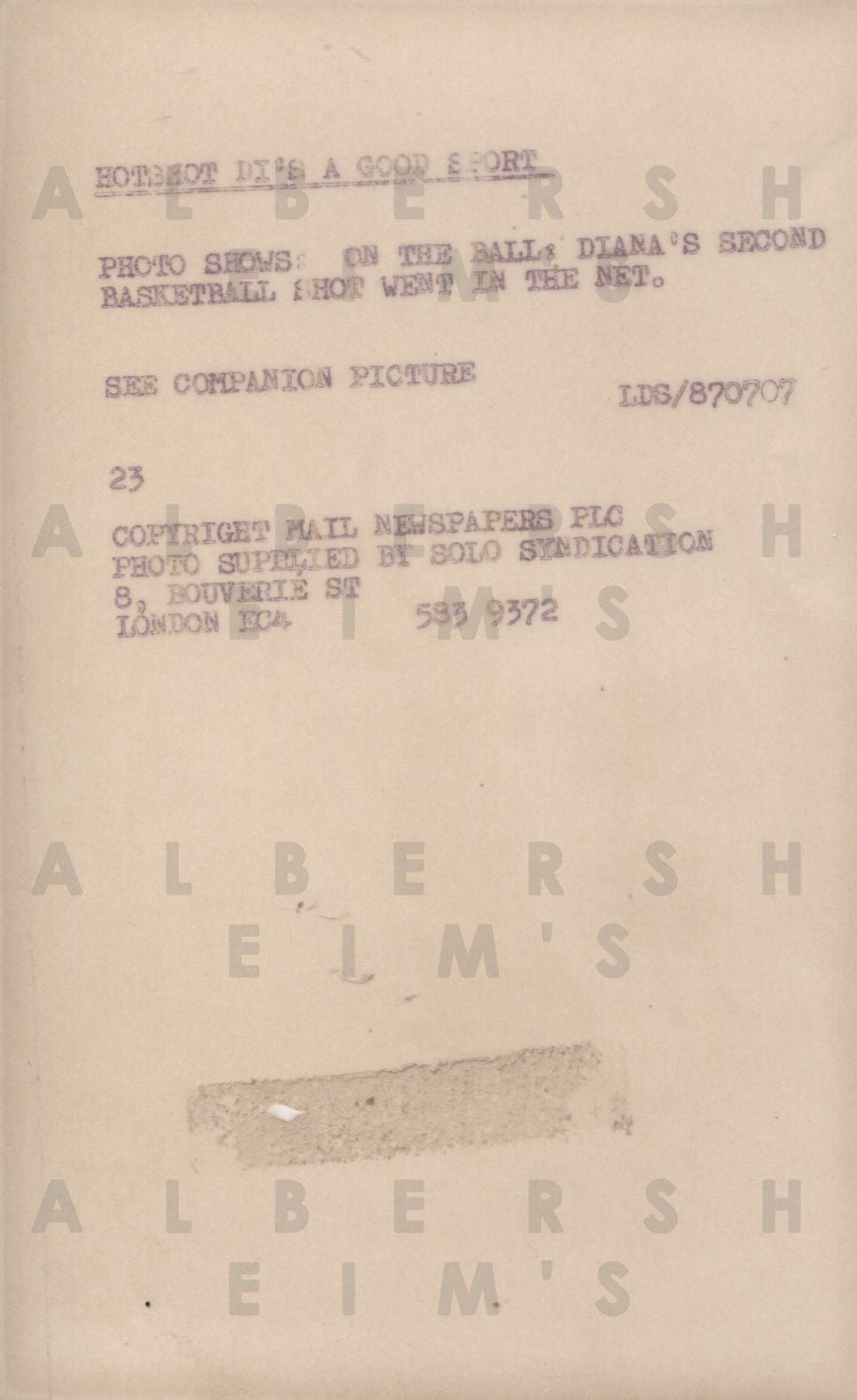 Princess Diana Shooting Hoops - Original Photo