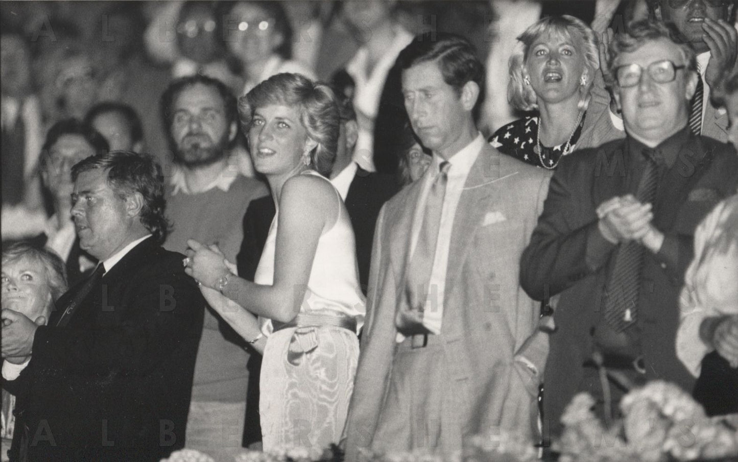 Princess Di Rockin it Out as Charles looks on at Wembley - 1987 Original Photo