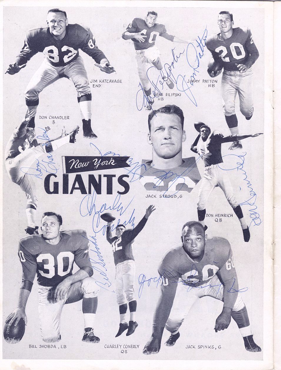 1958 San Francisco 49ers vs. NY Giants Team Signed AUTO Program w/ 39 Sigs – Emlen Tunnell