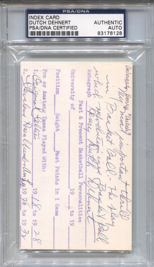 Henry Dutch Dehnert Signed Handwritten Letter 3 x 5 card Basketball HOF Original Celtics