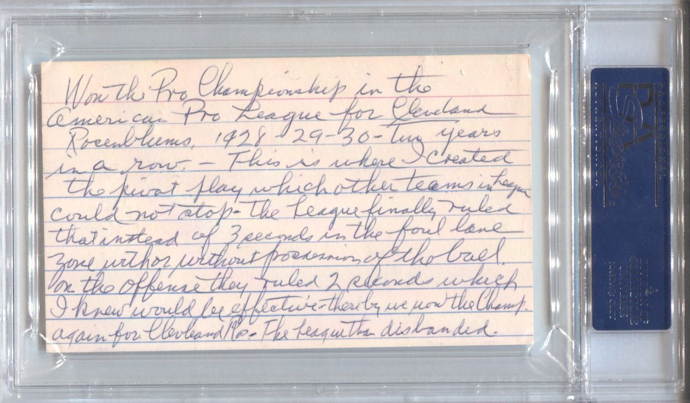 Henry Dutch Dehnert Signed Handwritten Letter 3 x 5 card Basketball HOF Original Celtics