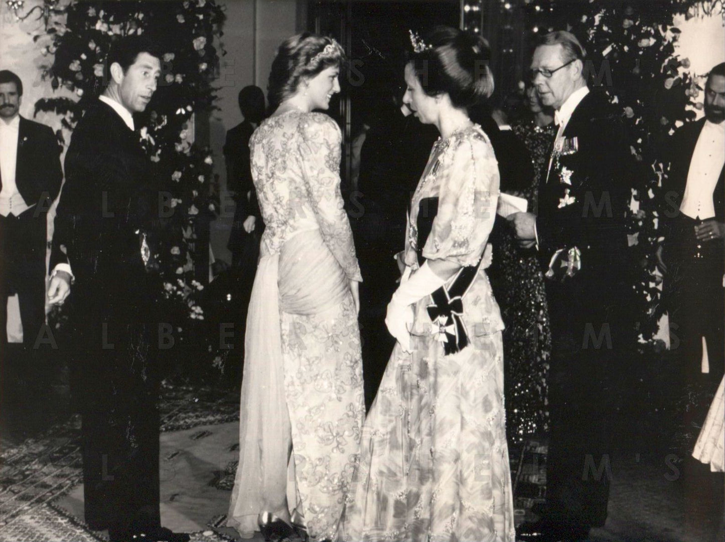 Princess Di and Charles at a banquet for King Hasan II of Morocco - 1987 Original Photo