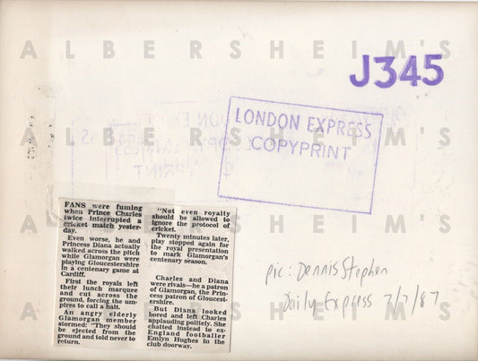 Princess Di and Charles anger cricket fans - 1987 Original Photo