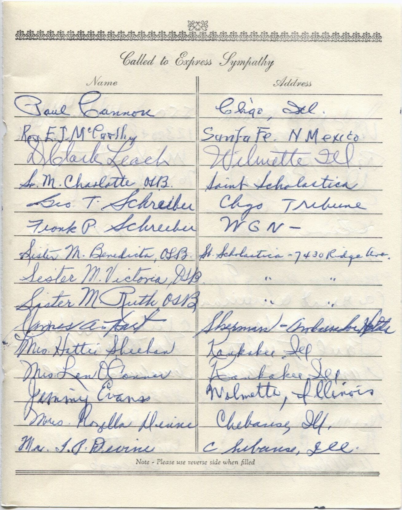 Ralph H. Young multi-signed 1955 Arch Ward Funeral Guest Book Page