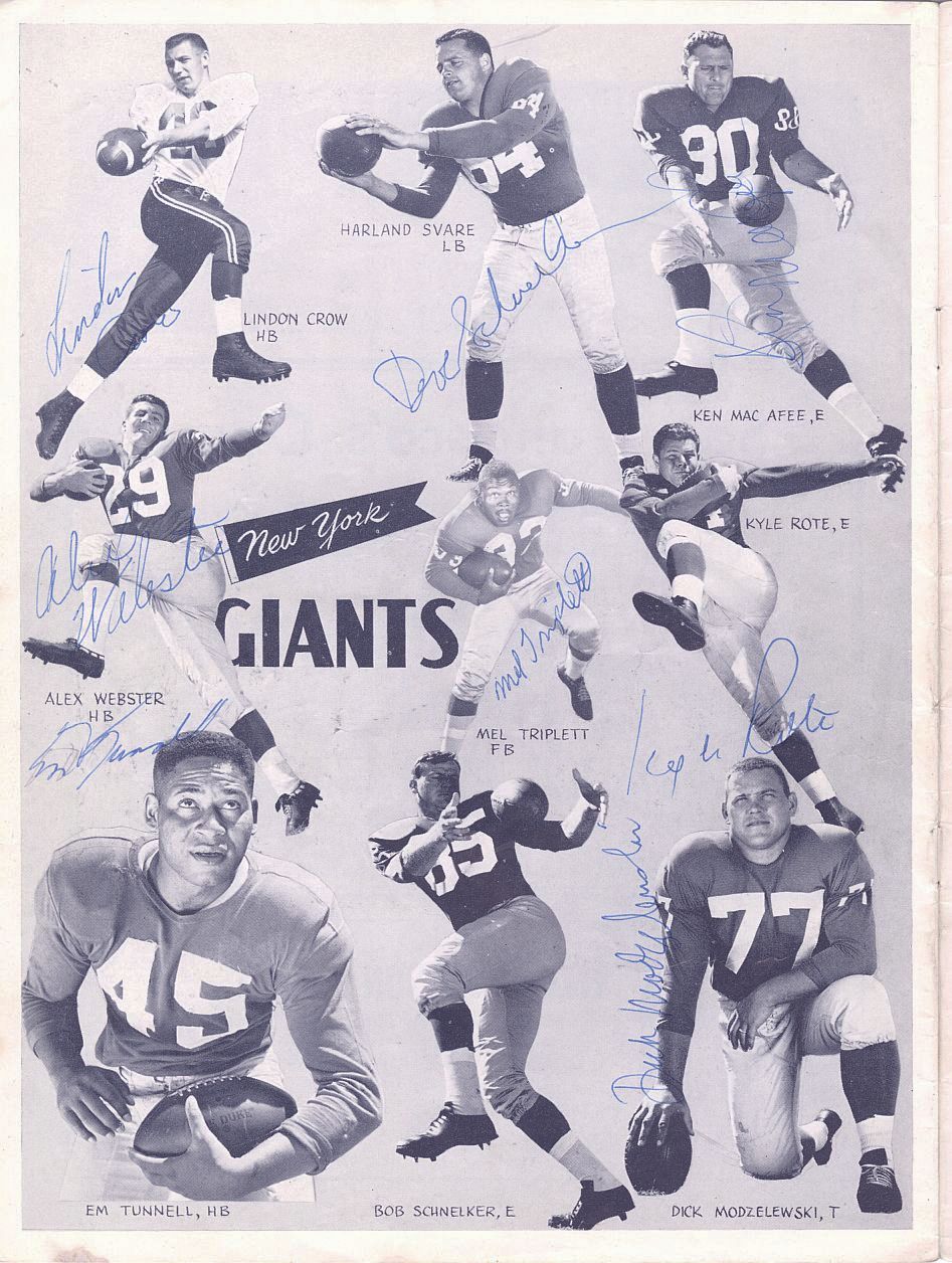 1958 San Francisco 49ers vs. NY Giants Team Signed AUTO Program w/ 39 Sigs – Emlen Tunnell