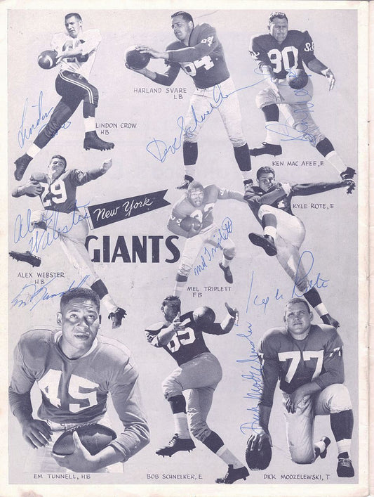 1958 San Francisco 49ers vs. NY Giants Team Signed AUTO Program w/ 39 Sigs – Emlen Tunnell
