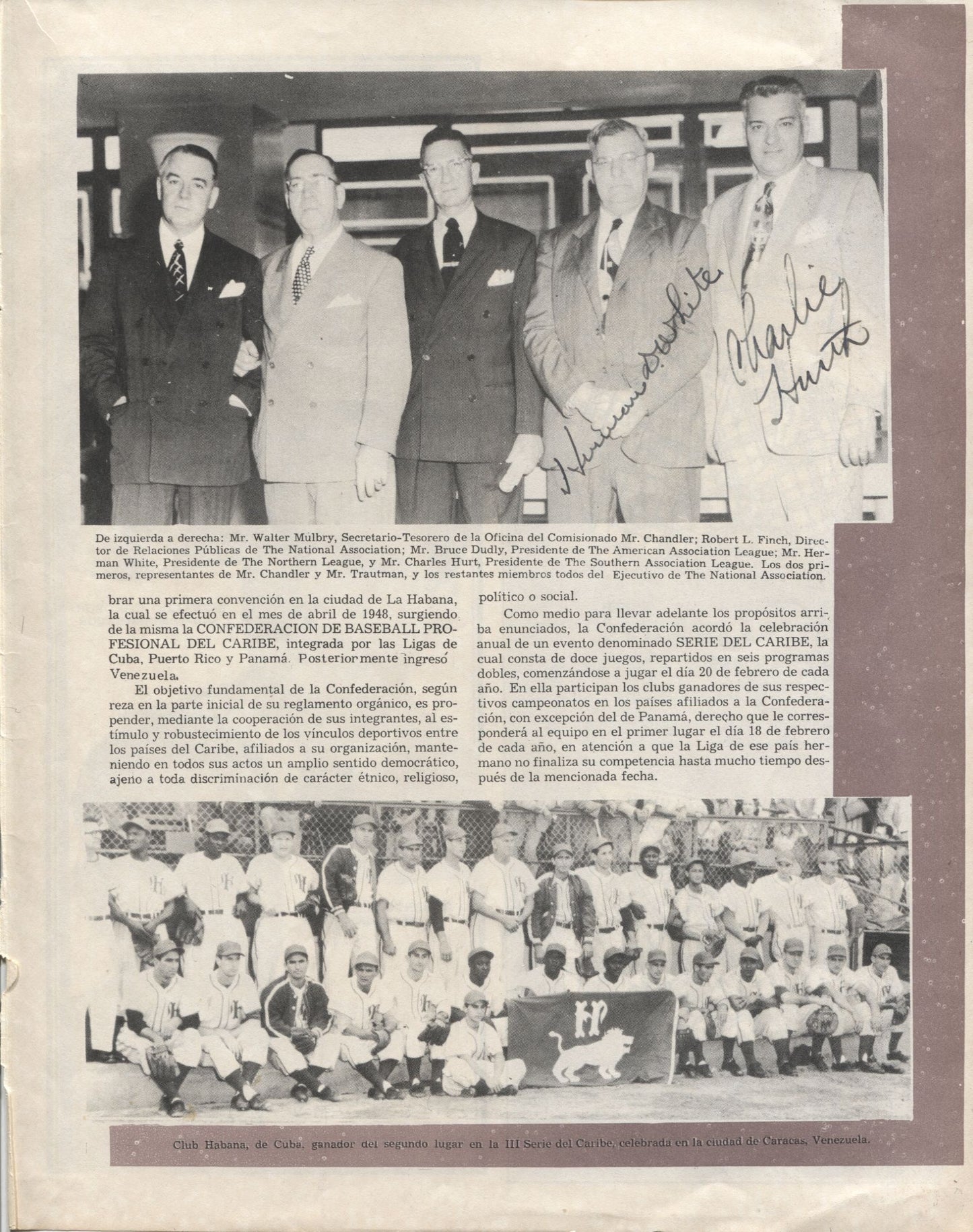 Charlie Hurth 1st GM of NY Mets & Herman White Signed 8x10 Photo