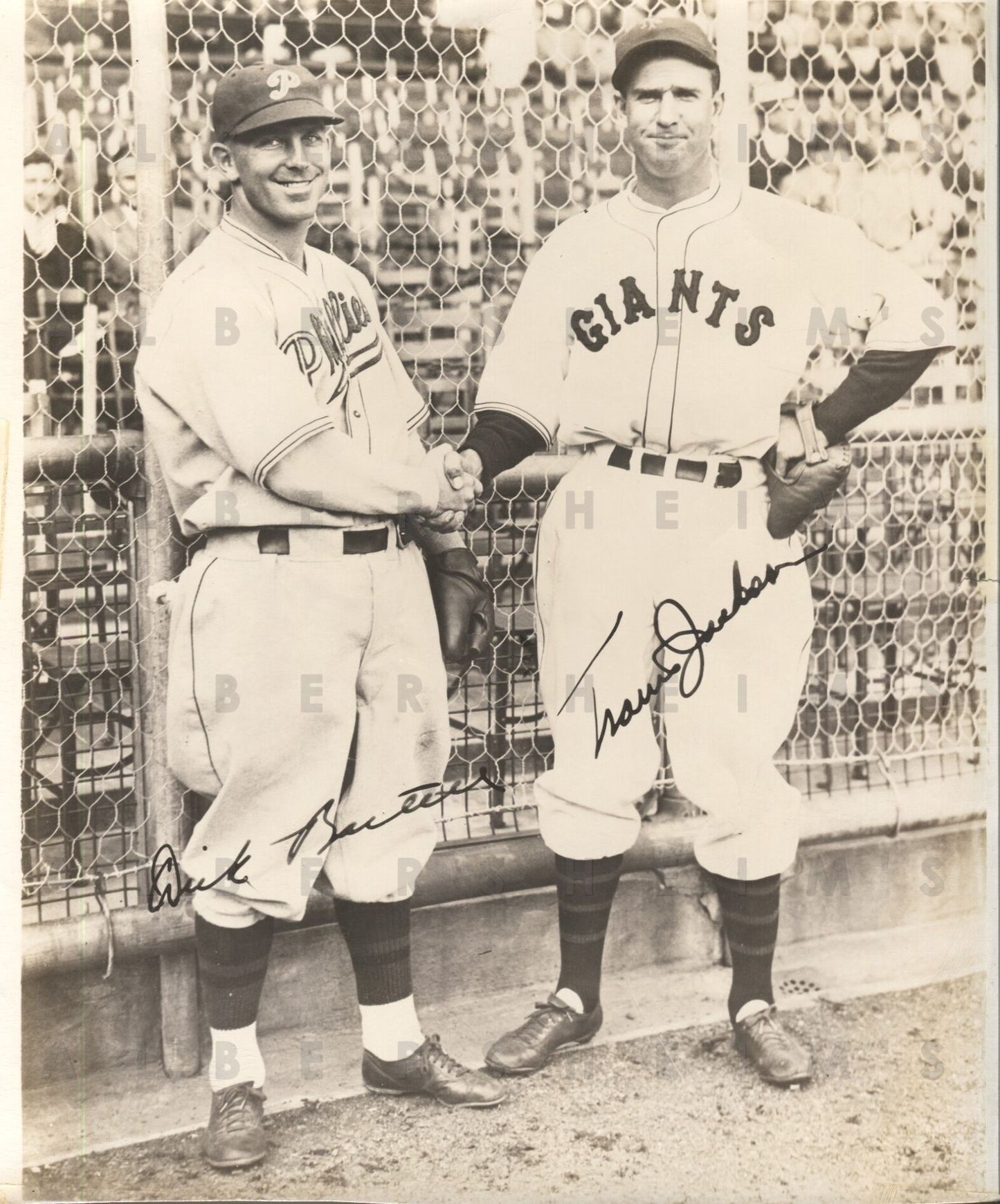 Dick Bartell Phillies & Travis Jackson NY Giants HOF 1931-34 Photo