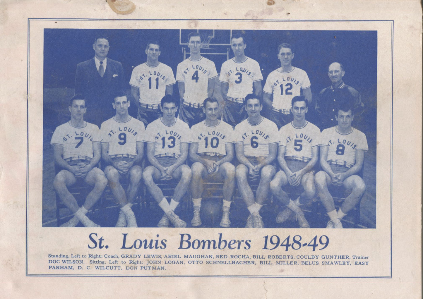 1949 St. Louis Bombers vs. Boston Celtics NBA Basketball program