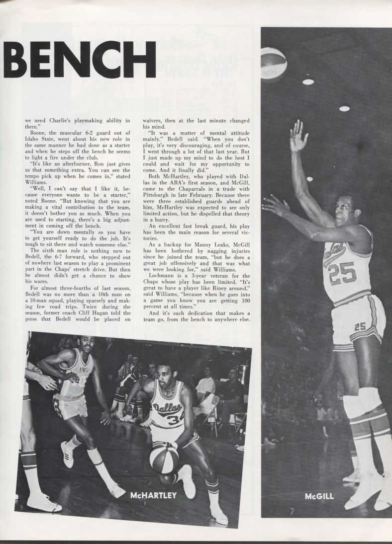 April 14, 1970 Dallas Chaparrals vs. L.A. Stars ABA Basketball program - Last Home Game
