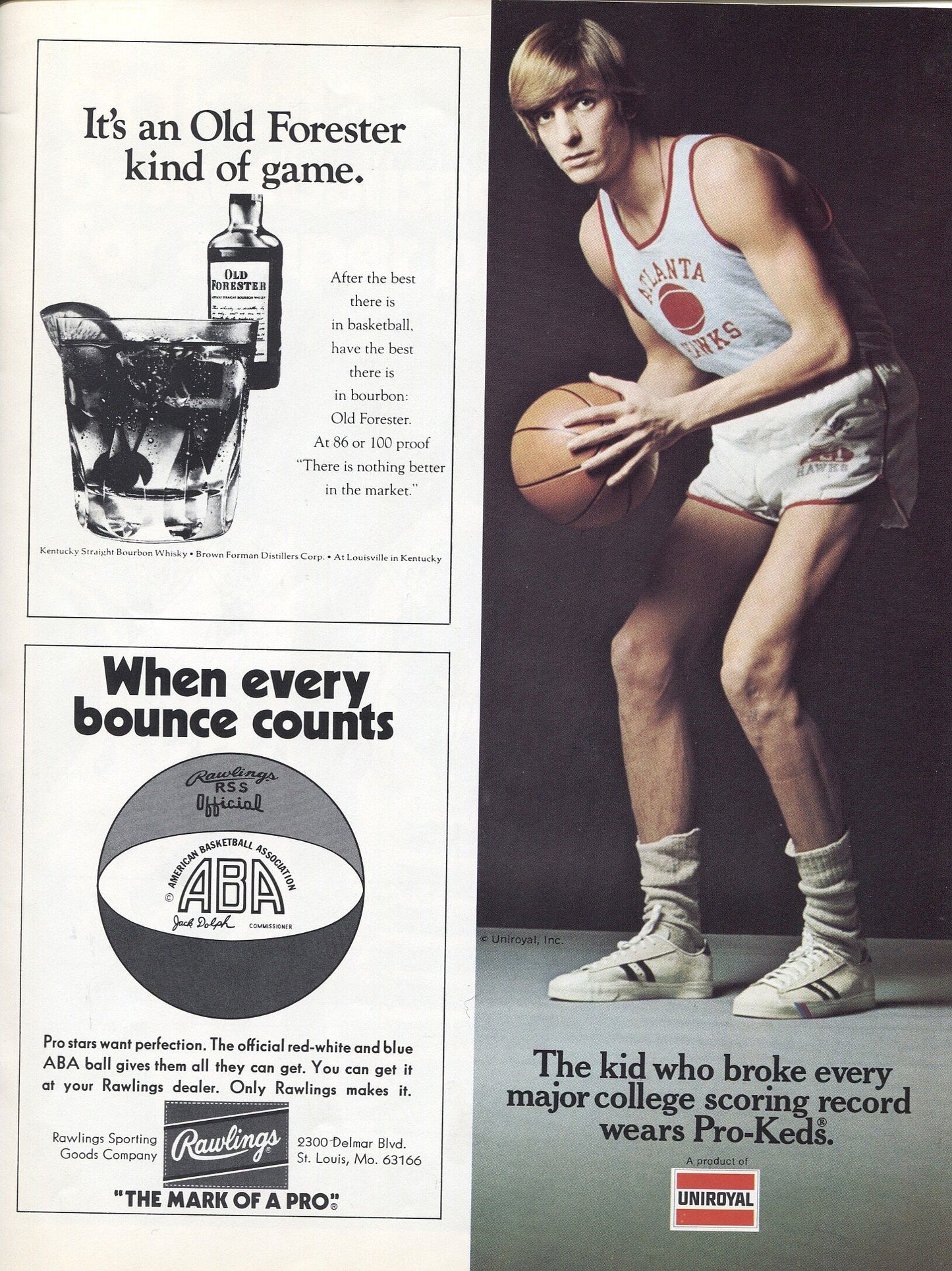 1971 Miami Floridans vs Indiana Pacers ABA basketball program with Ticket Stub