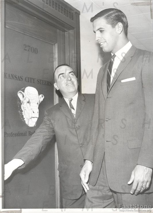 Kansas City Steers GM - Mike Cleary with John Windsor in 1962 Original Photo ABL Basketball