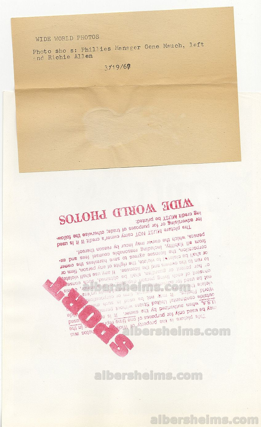 Richie Dick Allen & Gene Mauch 1969 in Happy Times original TYPE I photo