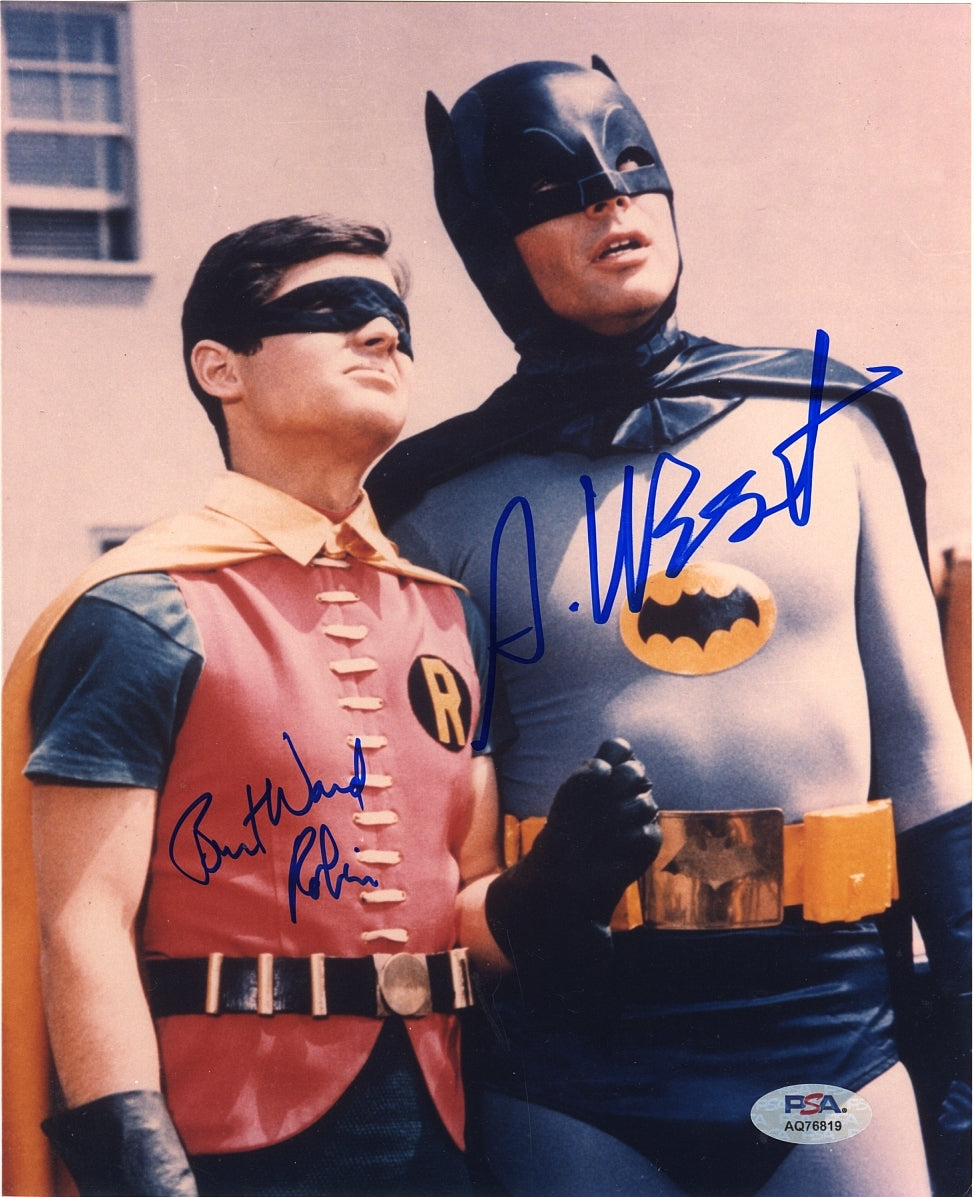 Adam West Batman & Burt Ward Robin Signed AUTO 8x10 Color Photo #2 PSA/DNA