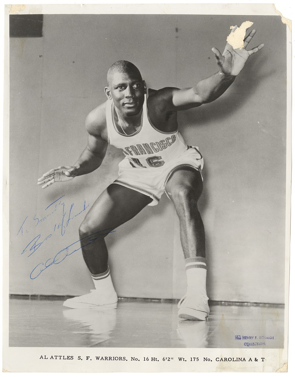 Al Attles Signed AUTO Team Issued San Francisco Warriors Photo Personalized to Team Trainer Basketball HOF