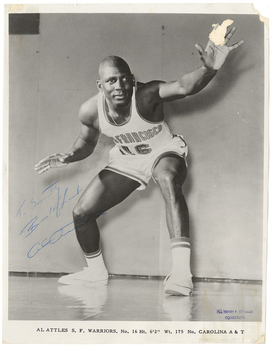 Al Attles Signed AUTO Team Issued San Francisco Warriors Photo Personalized to Team Trainer Basketball HOF
