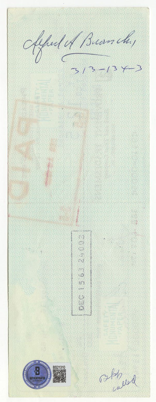 Al Bianchi - Ike Richman signed AUTO 1963 Philadelphia 76ers payroll check – Inaugural Season BAS