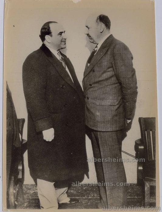 Al Capone Smiles at Asst. States Attny. Frank Mast Original Press Photo – Brown Brothers