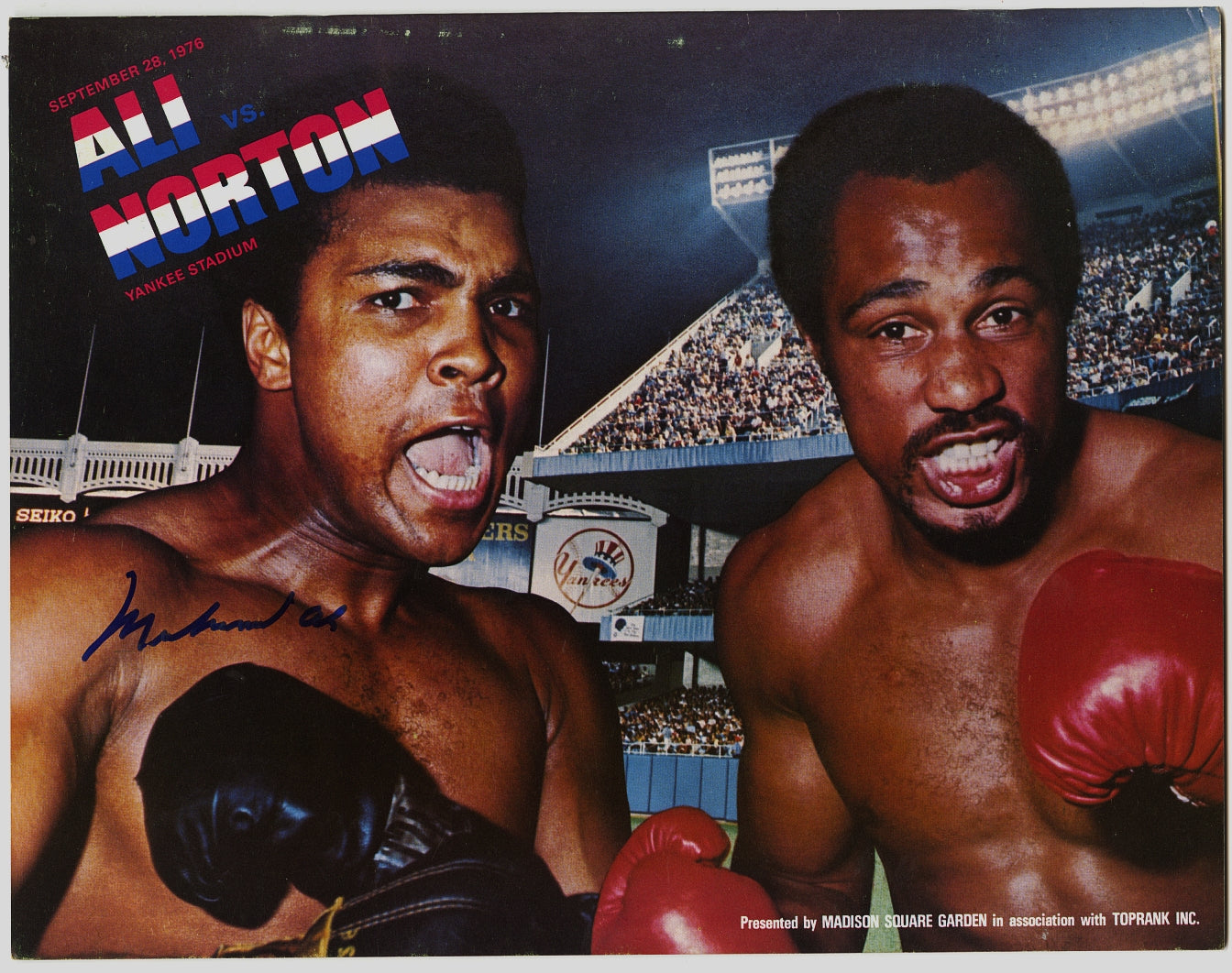 Muhammad Ali Signed AUTO 1976 On-Site Boxing Program vs Ken Norton Yankee Stadium JSA LOA