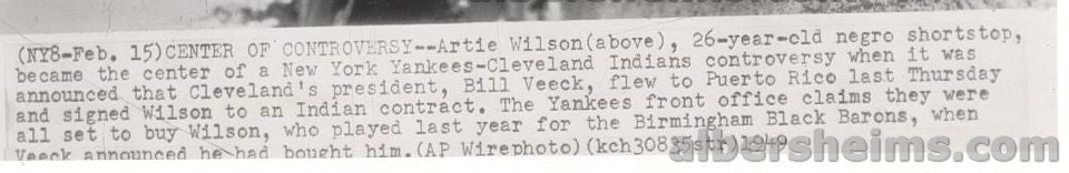1949 Artie Wilson Birmingham Black Barons Negro League Star Original Press Photo