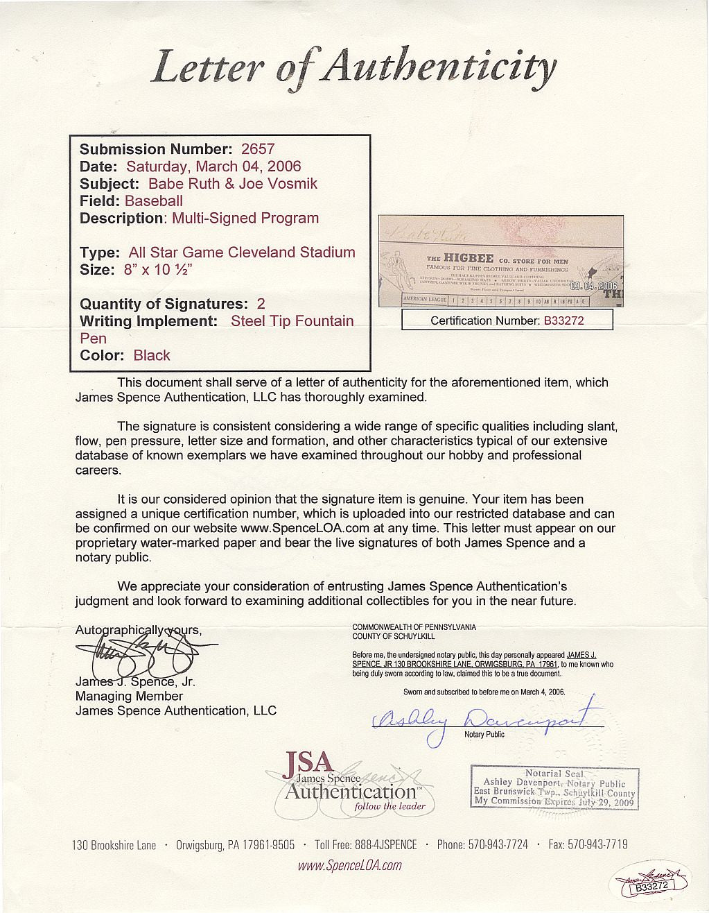 Babe Ruth Signed AUTOGRAPHED 1935 All-Star Game Program JSA LOA